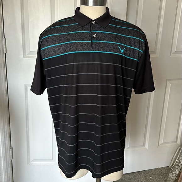Callaway Other - LIKE NEW CALLAWAY “OPTI-DRI” POLO GOLF SHIRT. Size XL. Black w/ Aqua blue & grey